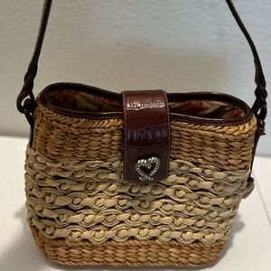 BRIGHTON SADIE Tan and Brown Woven Shoulder Bag
